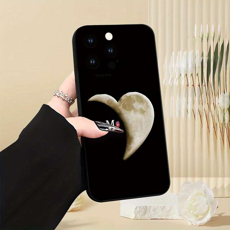 1Pc Black For iPhone XS Max Moon Letter M Pattern Phone Case