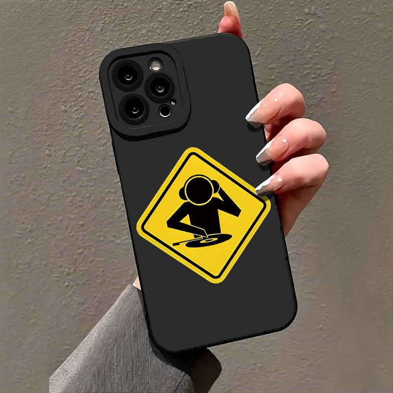 1Pc Black For iPhone XR Cartoon Safety Signs Phone Case