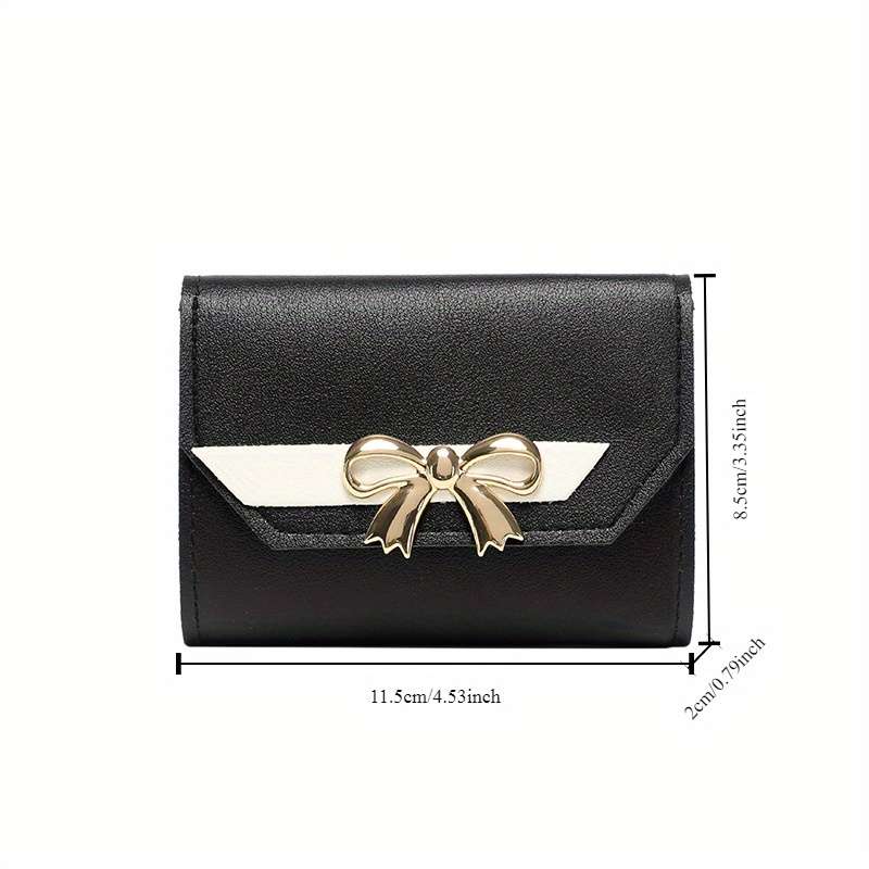 1pc 2025 New Fashion Short Wallet for Women with Magnetic Closure Multiple Card Slots Bowknot De