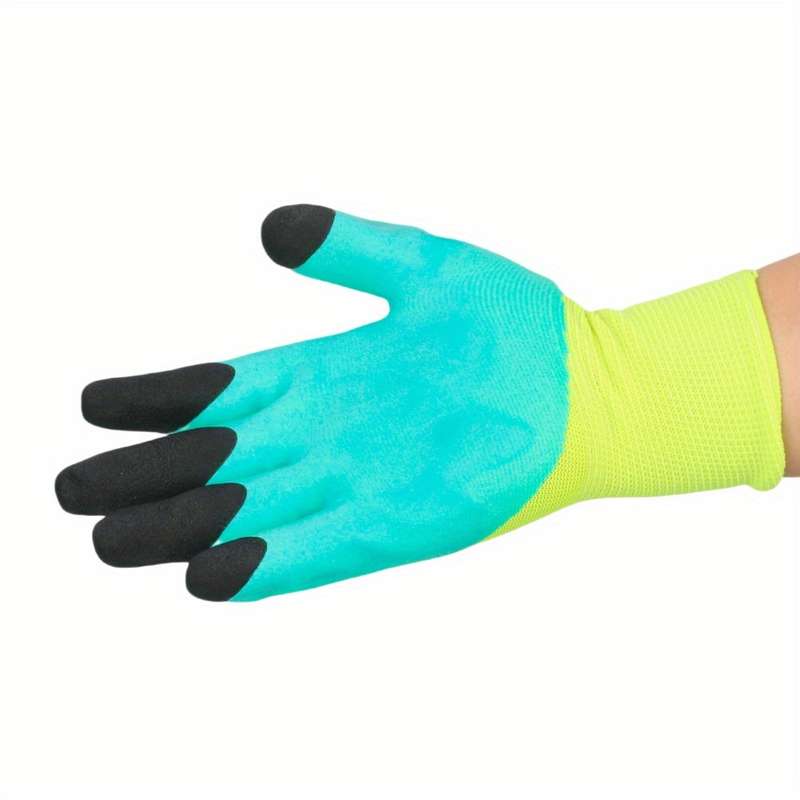 2 Pairs Black Finger Thickening Green Base Multi Purpose Work Gloves