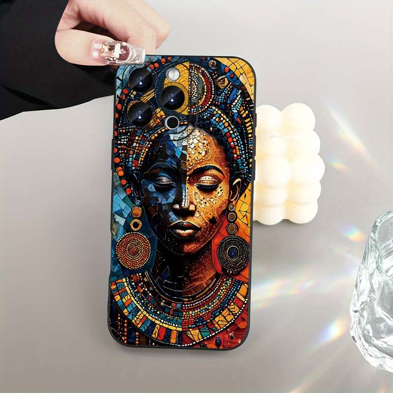 1Pc Black For iPhone XR African Girl Pattern Phone Case