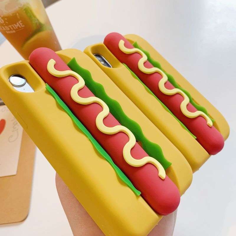 1Pc Mixed Color For iPhone 16 Pro Max Cute Hot Dog Phone Case