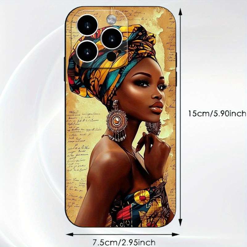 1Pc Black For iPhone 13 African Woman Phone Case
