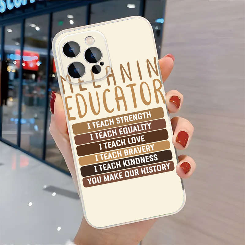 1Pc Black For iPhone 16 Pro Max Empowering Educator Phone Case