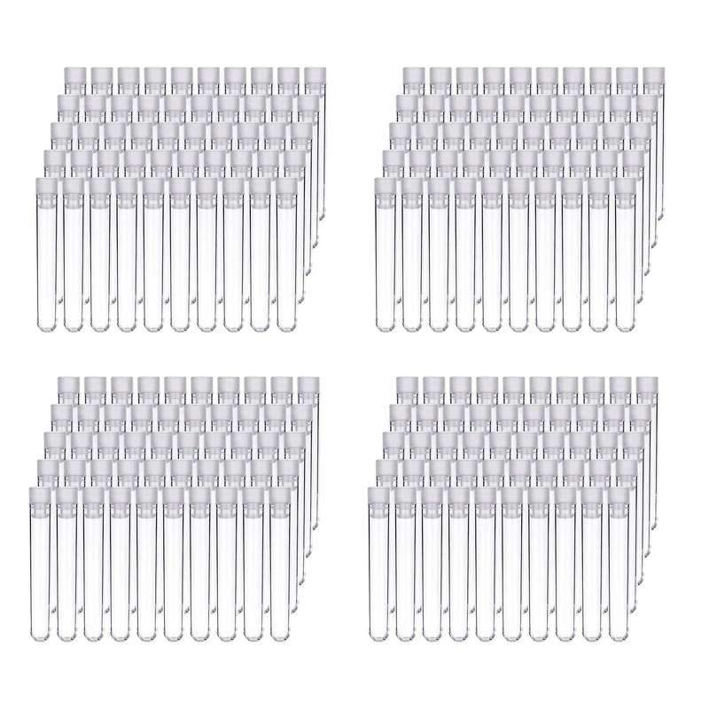 100pcs Clear Plastic Test Tubes with White Screw Caps Bottles