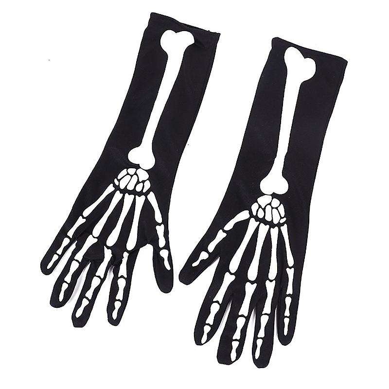 2 Pairs Halloween Skeleton Gloves with Skeleton Arm Sleeve Gloves