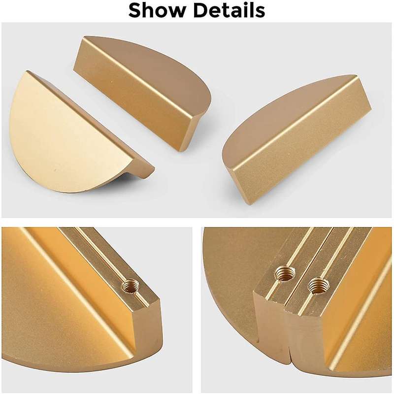 Champagne Gold Drawer Pulls,2.5 Inch Half Moon Cabinet Drawer Pulls