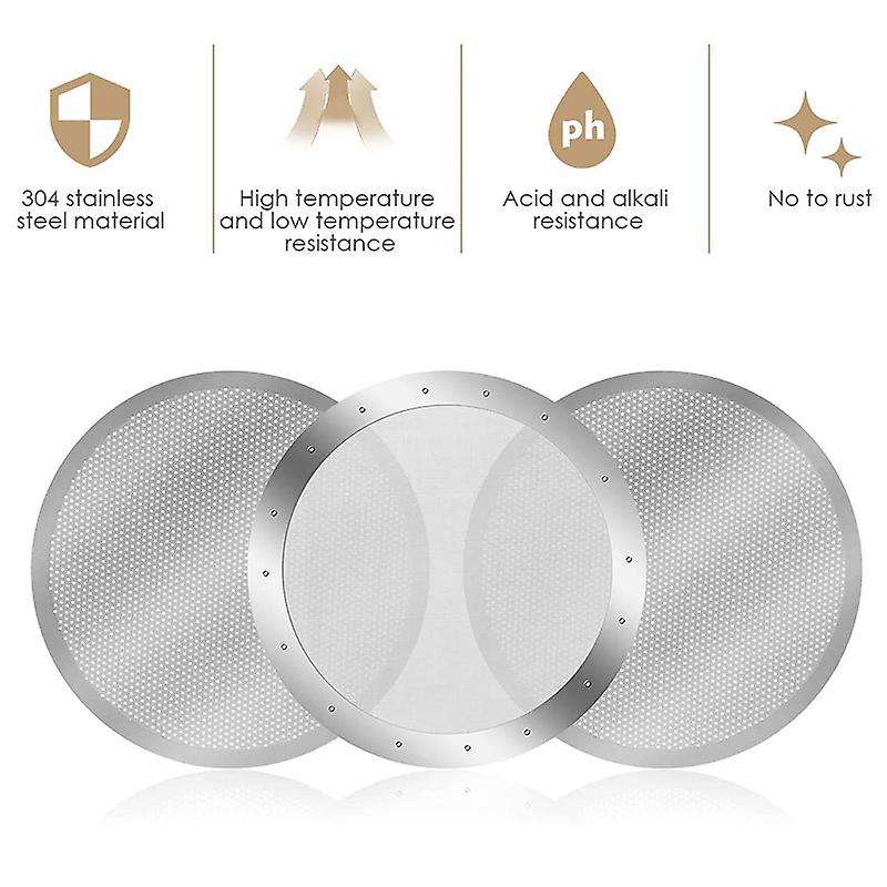 3 Pack Metal Coffee Filter Mesh for Aeropress Coffee Maker, Silver