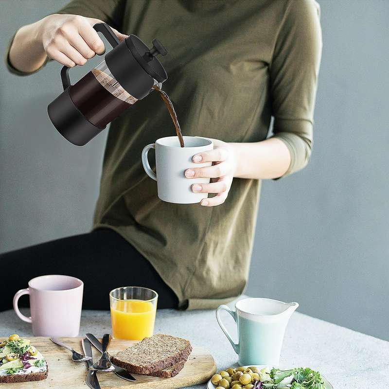 French Coffee & Tea Maker 12oz, Glass Coffee Press Rust-free,black