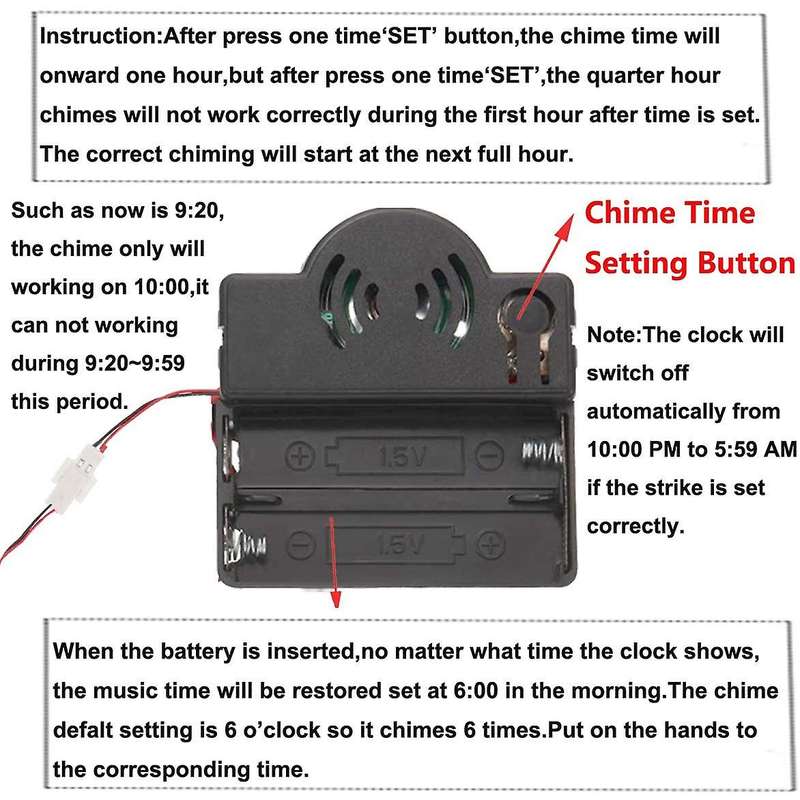 Quartz Pendulum Trigger Clock Movement Chime with 4 Pairs Clock Hands