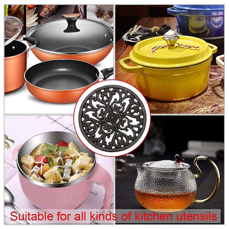 Round Cast Iron Trivet 6.7inch Iron Heat-insulation Trivet Non-slip