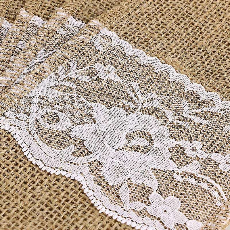 75pcs Burlap Lace Cutlery Pouch Hessian Jute Table Accessories