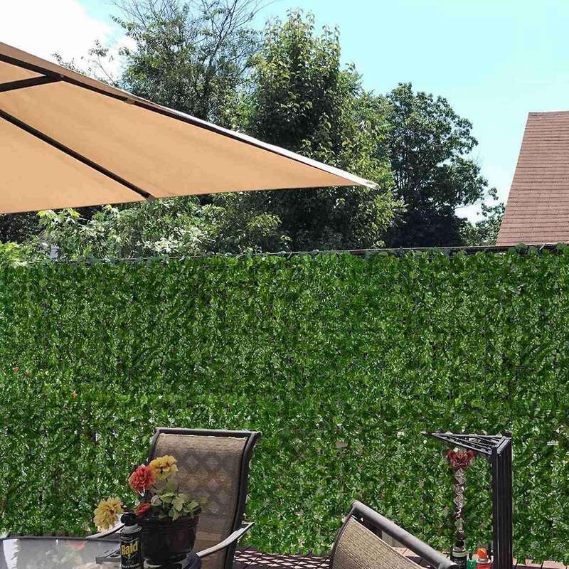 118x19.6in Artificial Hedges Fence Vine Leaf Decoration for Garden