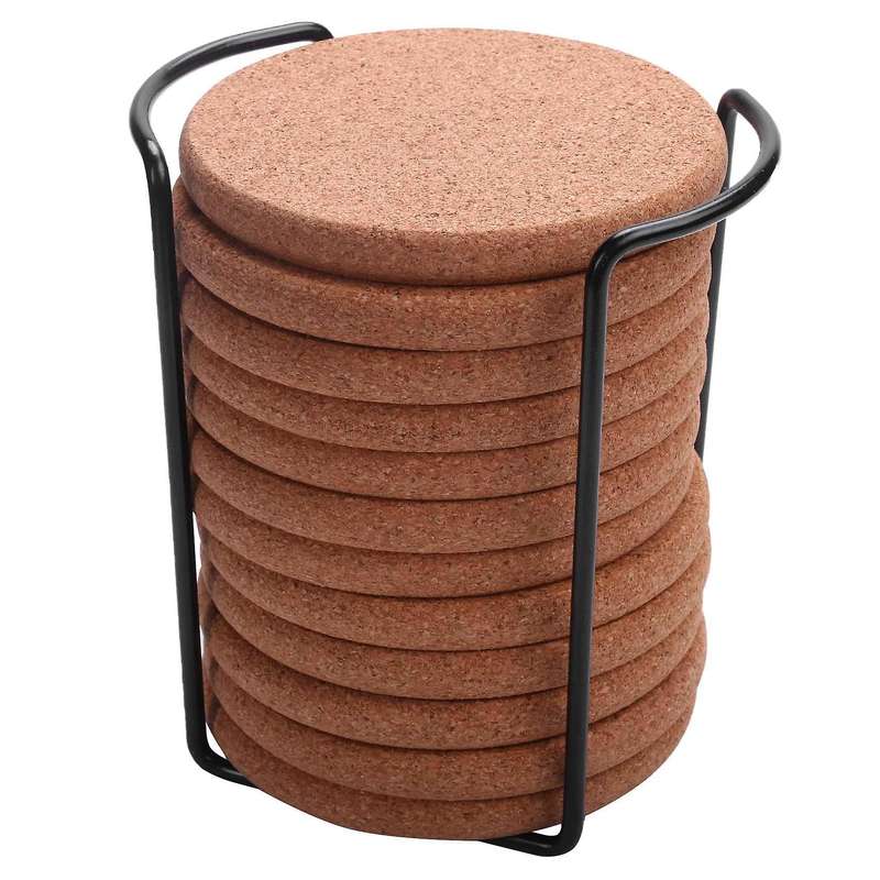 Cork Coasters with Lip for Drinks Absorbent Thick Rustic Saucer