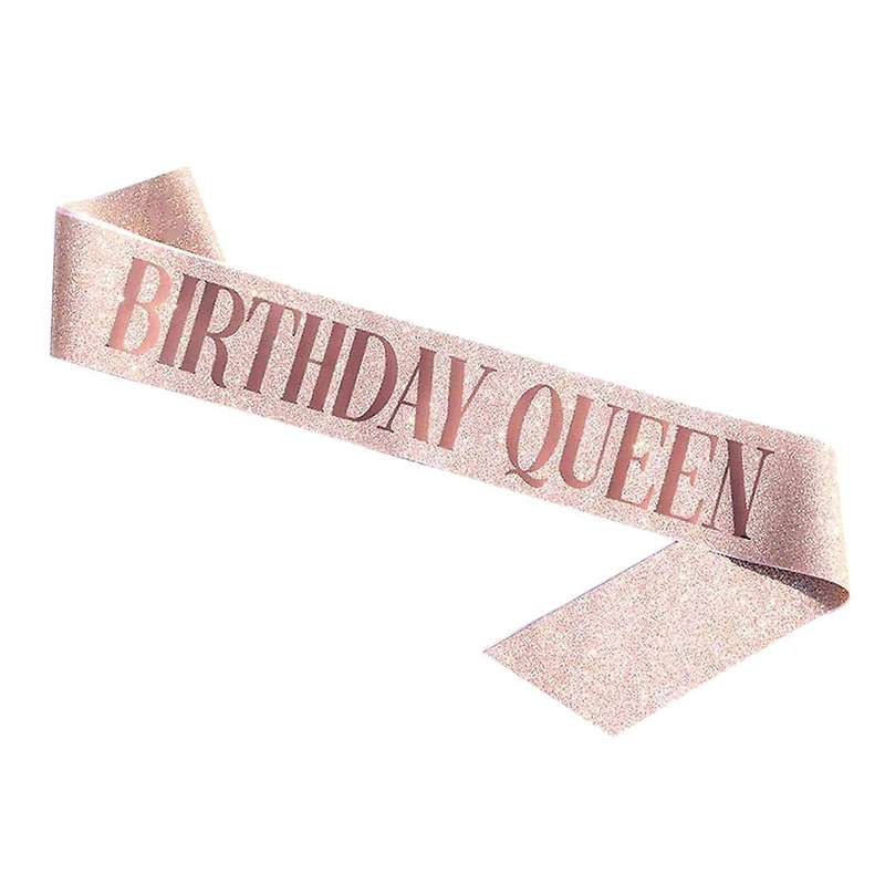 Birthday Queen Belt and Rhinestone Crown-rose Gold Birthday Gift