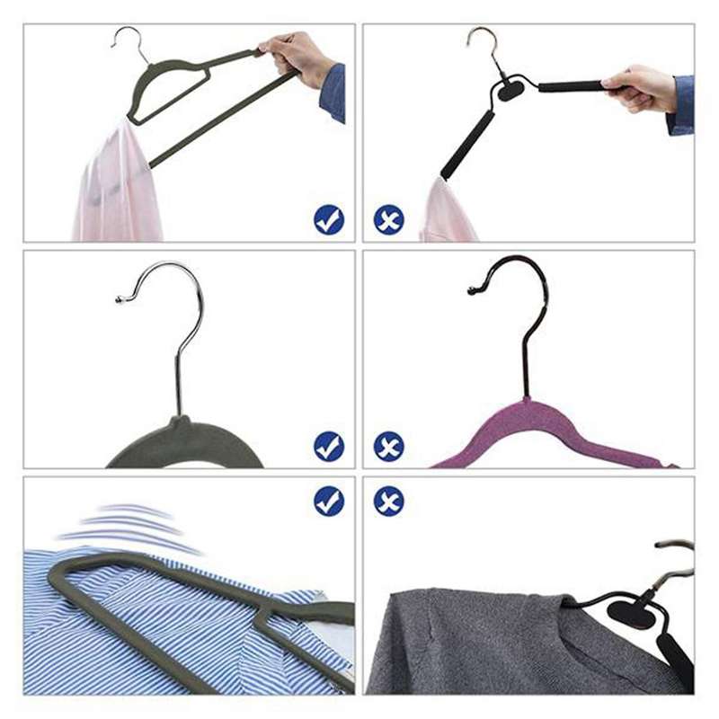 20 Pack Non-slip Velvet Flocking Hangers with Swivel Hook,38cm