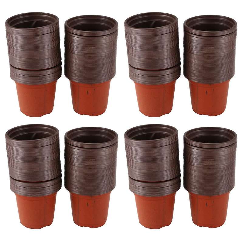 100 Pcs Plastic Plants Pots Container Round Lightweight Washable