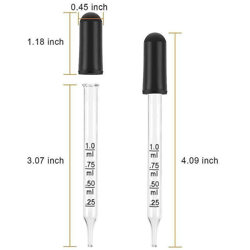 20pcs 1ml Glass Liquid Droppers, Eye Dropper Pipettes with Black