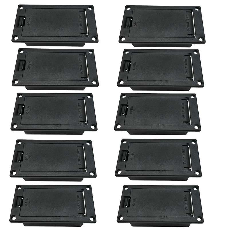 10pcs 9v Battery Box with 9 Volt Battery Clip for Guitar Bass Pickup