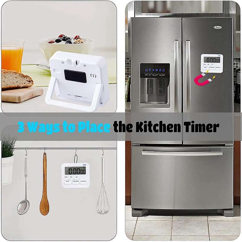 Kitchen Timer,egg Timer with Clock,digital Timer with Lcd Loud Alarm