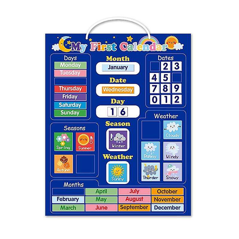 Magnetic First Calendar Time Month Date Day Season Toy for Boys Girl