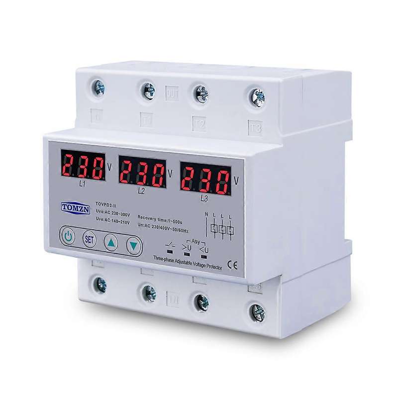 Tomzn Three Phase Adjustable Over and Under Voltage Protector 63a