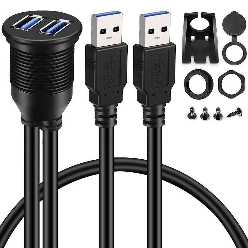 2 Ports Dual Usb 3.0 Aux Flush Mount Car Mount Extension Cable