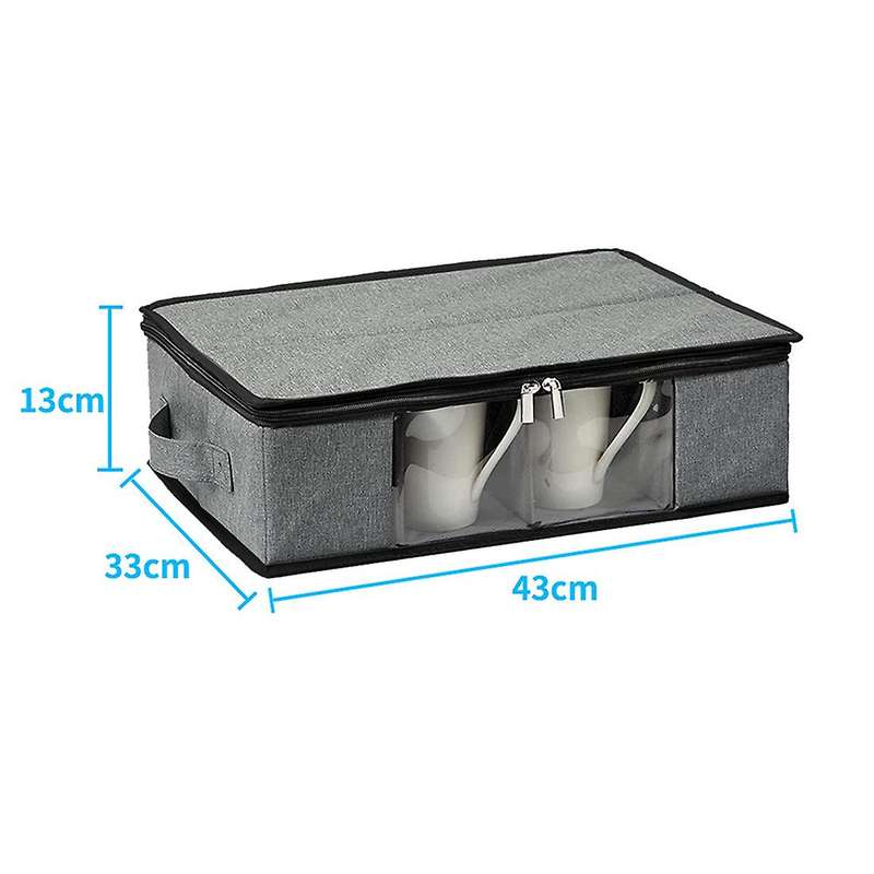 Mug and Cup Storage Box, Glass Mug Storage Chest Case with Dividers