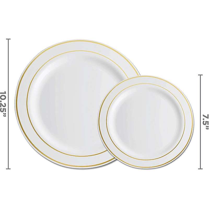 25 Dinner Plates and 25 Salad Plates Disposable Plates for Party