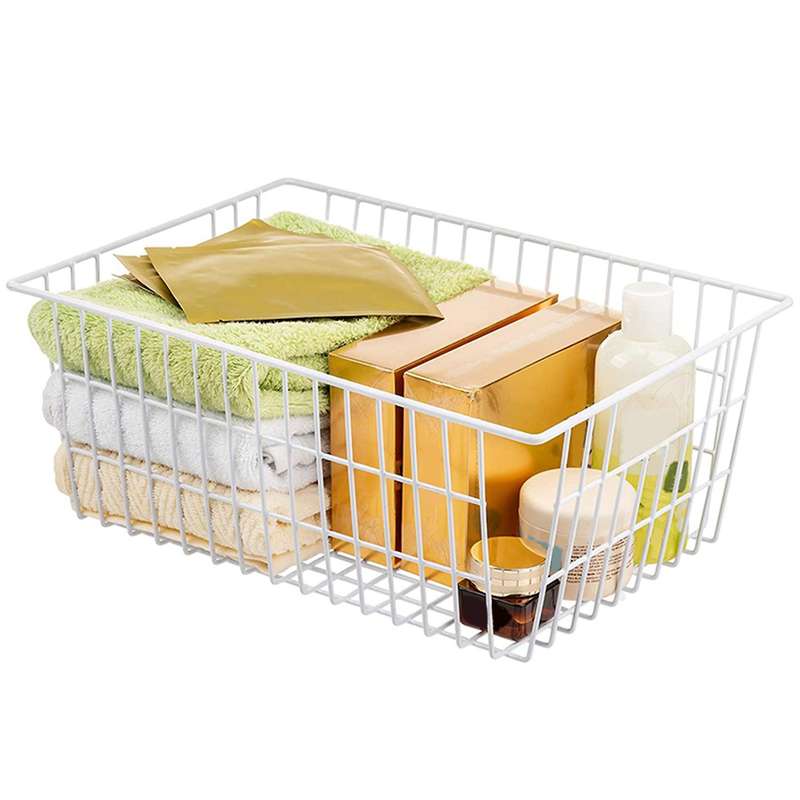 2 Pack Wire Storage Baskets, Farmhouse Metal Wire Basket (white)