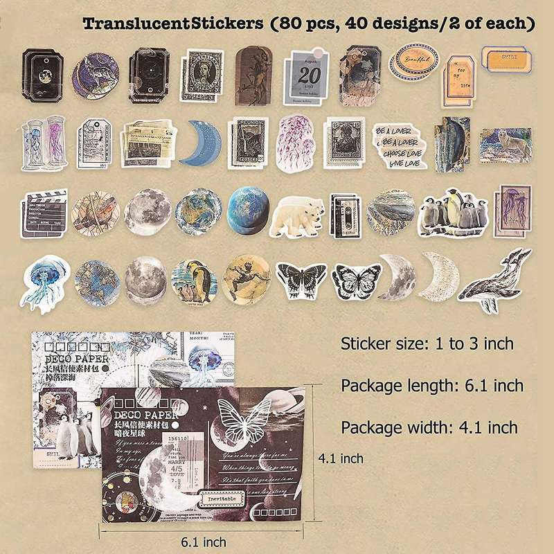 200 Pieces Vintage Ephemera Bundle Junk Journal Kit, A