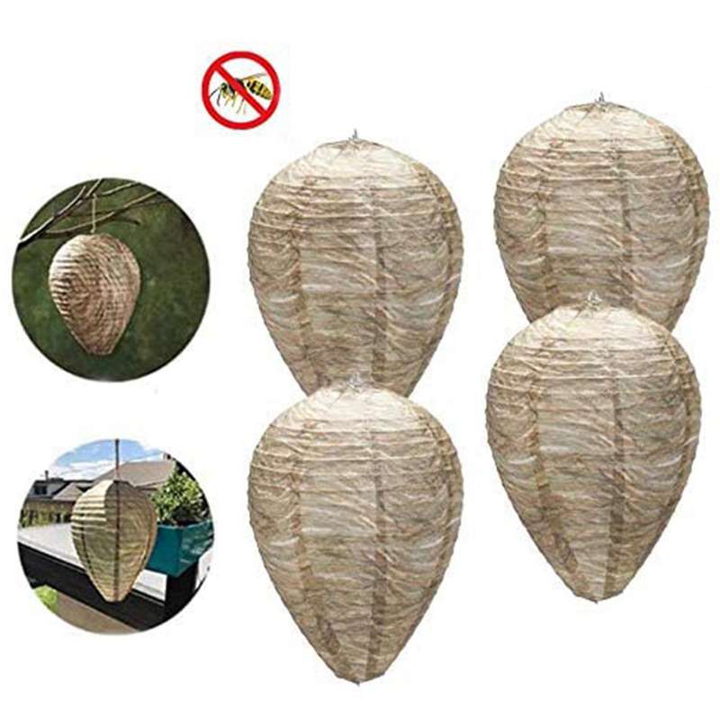 4pcs Decoy Hanging Fake Wasp Nest Paper Wasp Nest for Garden