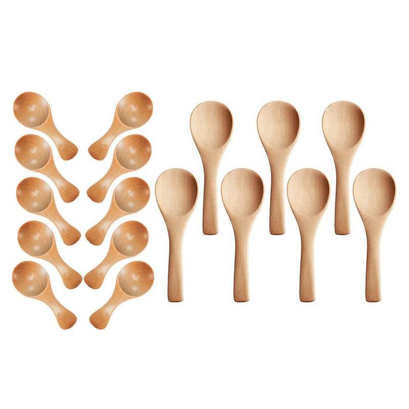 Short Handle 10 Packets Of Small Wooden Spoon for Jars Of Jam