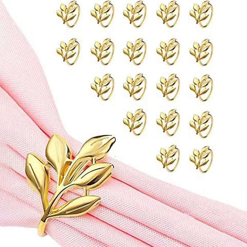 20pcs Gold Leaf Napkin Rings - Gold Napkin Ring for Table Napkins