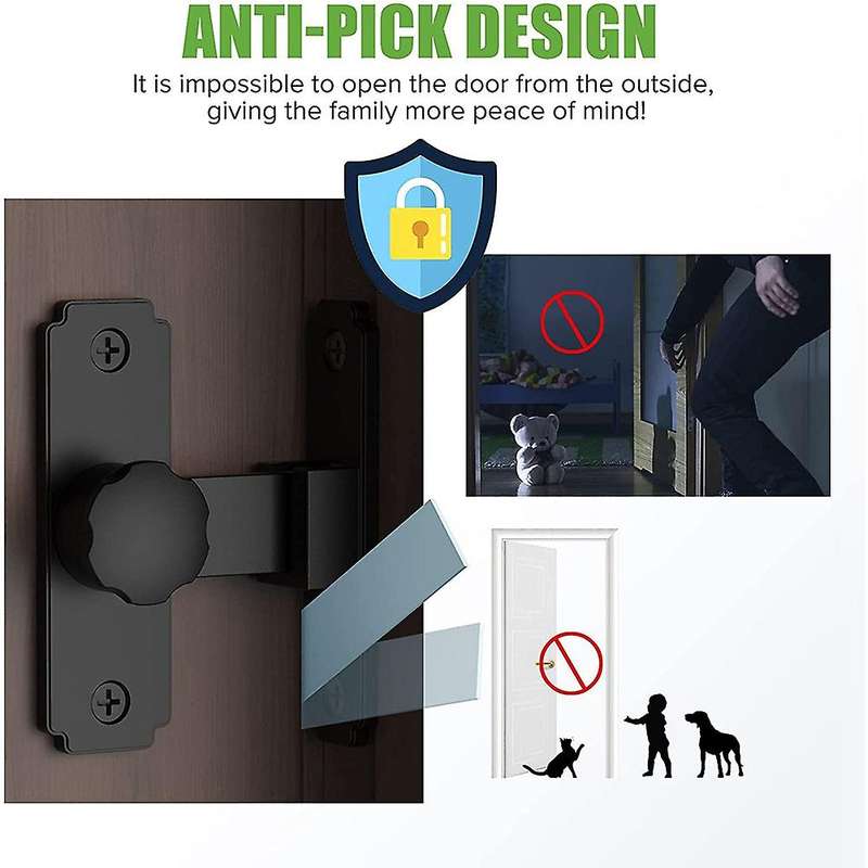 Sliding Door Lock Hardware, Gate Latches Flip Latch Lock Black 2pack