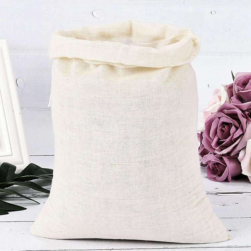 20 Pieces Large Muslin Bags Cotton Drawstring Bags(8 X 12 Inches)
