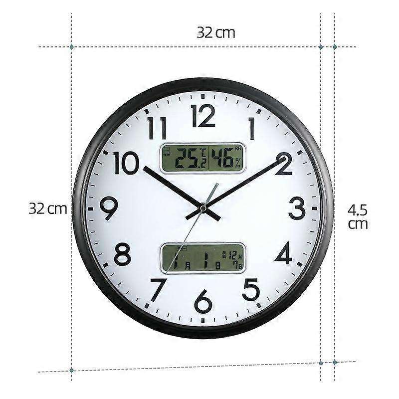 13 Inch Dual-screen LED Display Wall Clock Living Room Temperature And Humidity Calendar Multi-funct