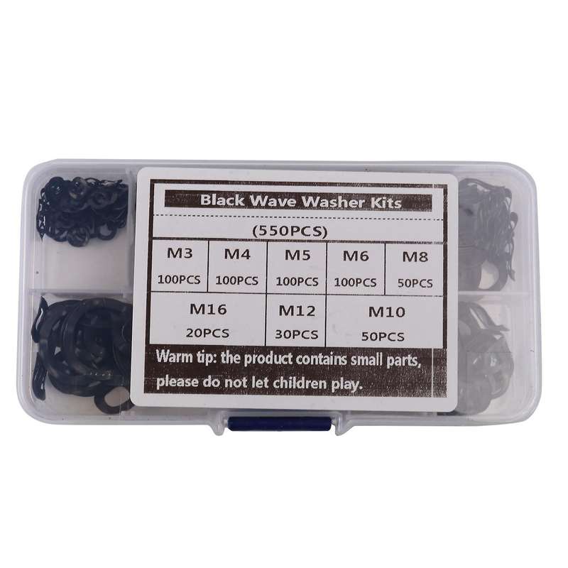 Black Steel Ring Washers 65mn Kits-m3 M4 M5 M6 M8 M10 M12 M16 550 Pcs