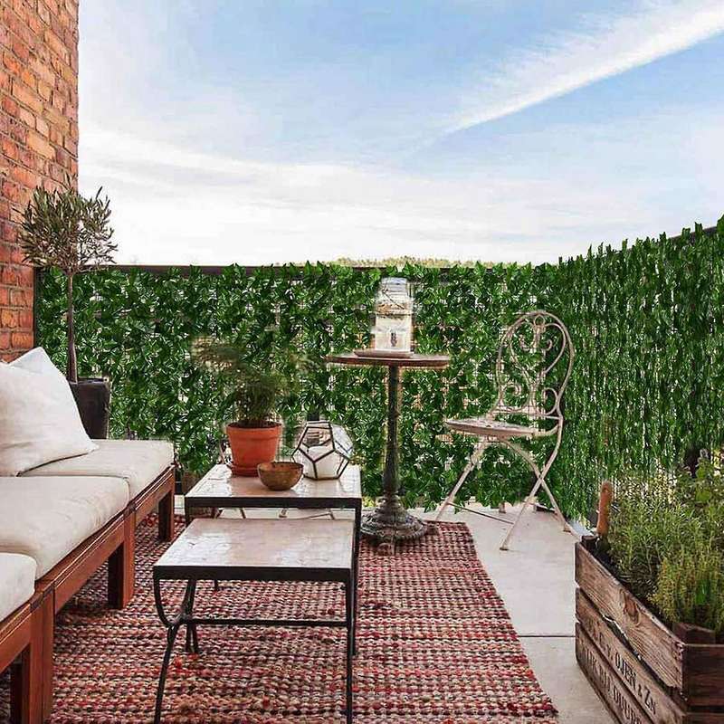 118x19.6in Artificial Hedges Fence Vine Leaf Decoration for Garden