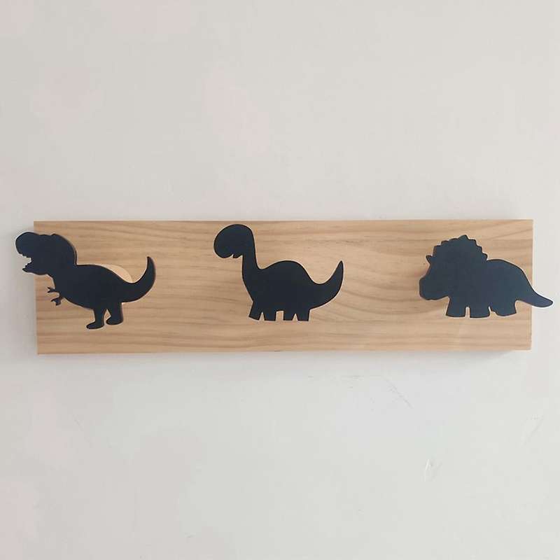 Kids Dinosaur Wall Mounted Coat Hooks Wooden Door Hanger -white