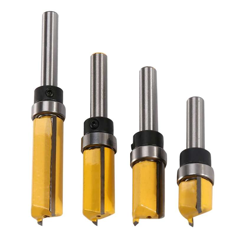 4pcs Flush Trim Router Bits Top Bearing Router Bit 1/4 Inch Shank