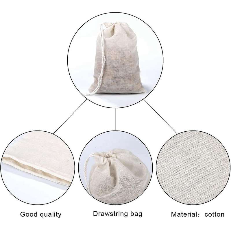 20 Pieces Large Muslin Bags Cotton Drawstring Bags(8 X 12 Inches)
