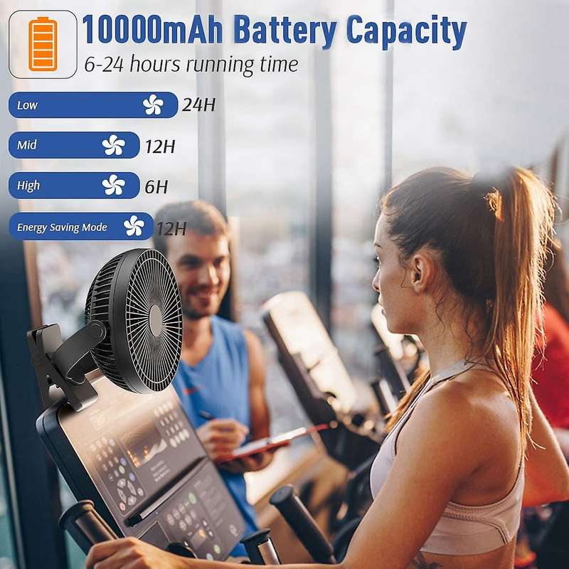 Opolar Portable Fan 10000mah Rechargeable Usb Desk Fan Black