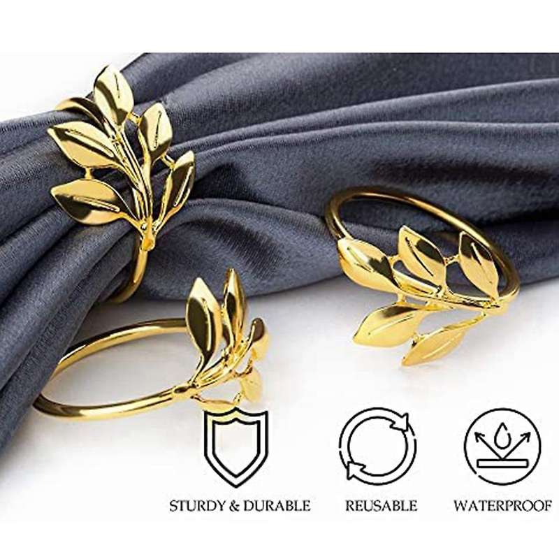 20pcs Gold Leaf Napkin Rings - Gold Napkin Ring for Table Napkins