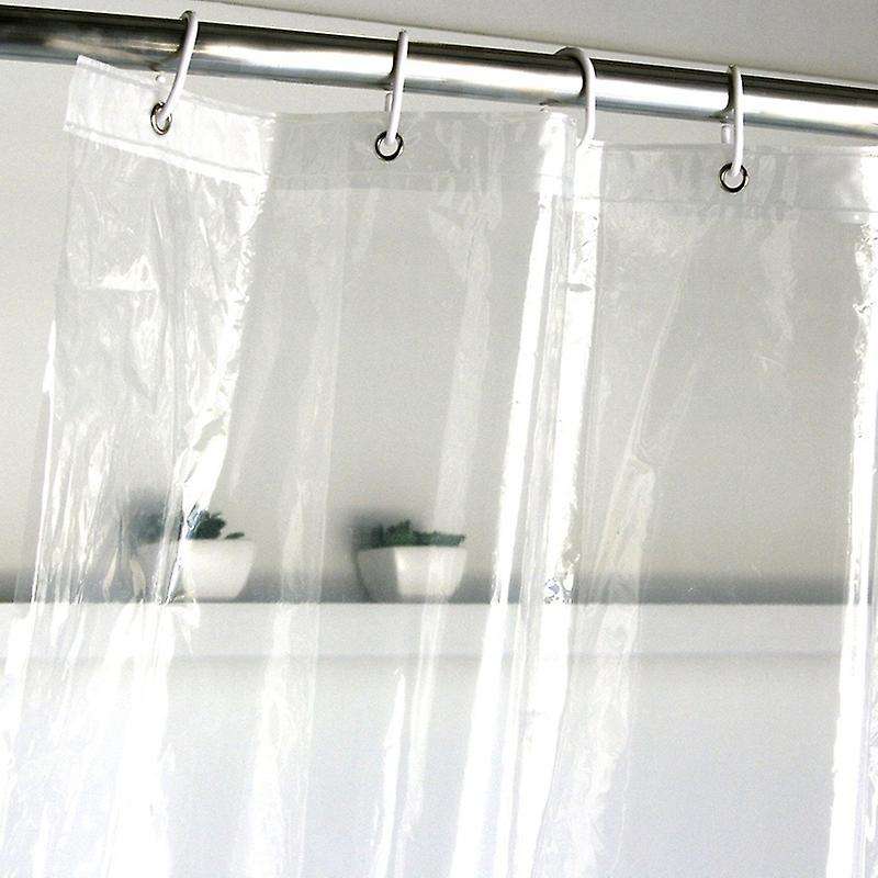 180x180cm Peva Waterproof Shower Curtain Transparent White with Hooks