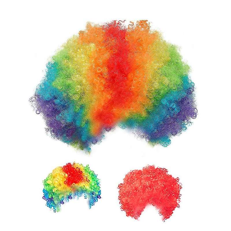 Pack Of 2 Funny Clown Curly Wigs,rainbow Wig Clown Wig,for Kids Adult