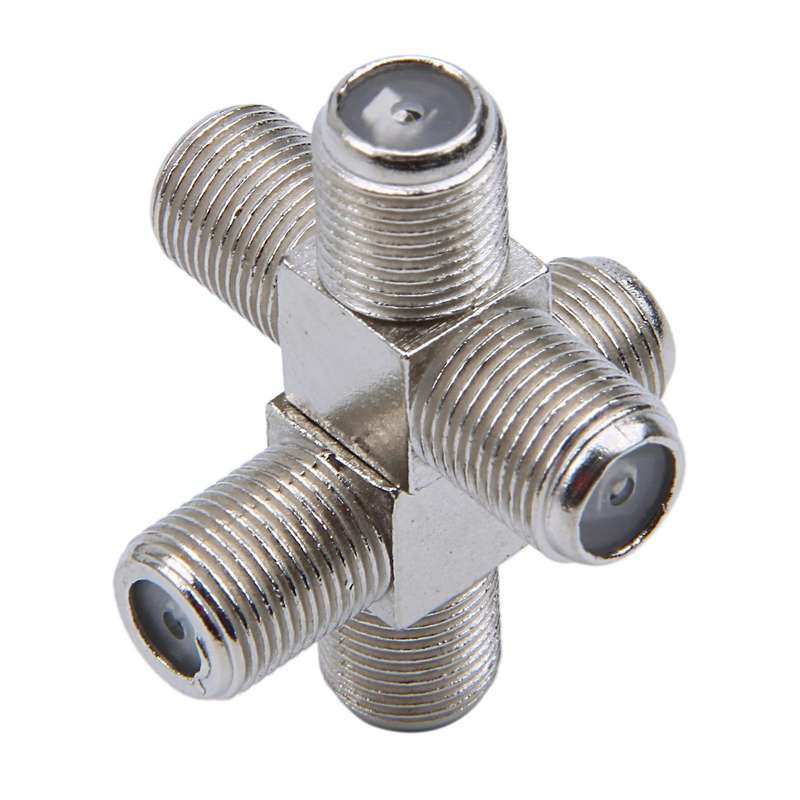 4-way F-type Coax Cable Splitter Combiner Female to 4 Female,silver