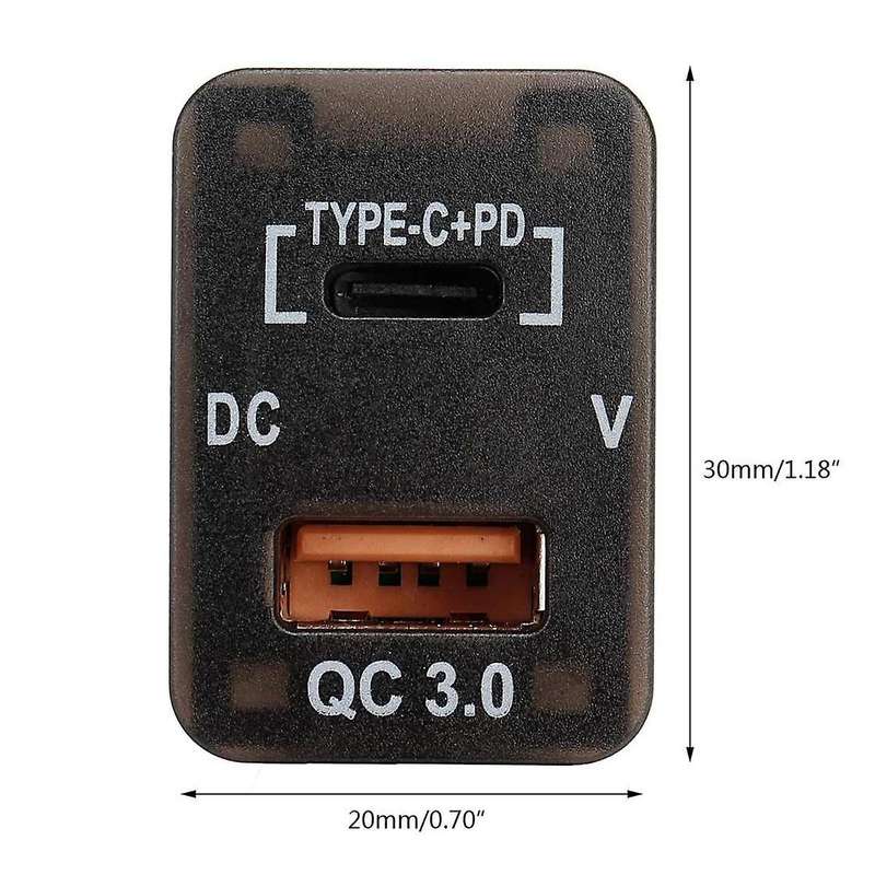 Car Type-c+pd Qc3.0 Charger Dual Usb Adapter for Toyota Camry Prado