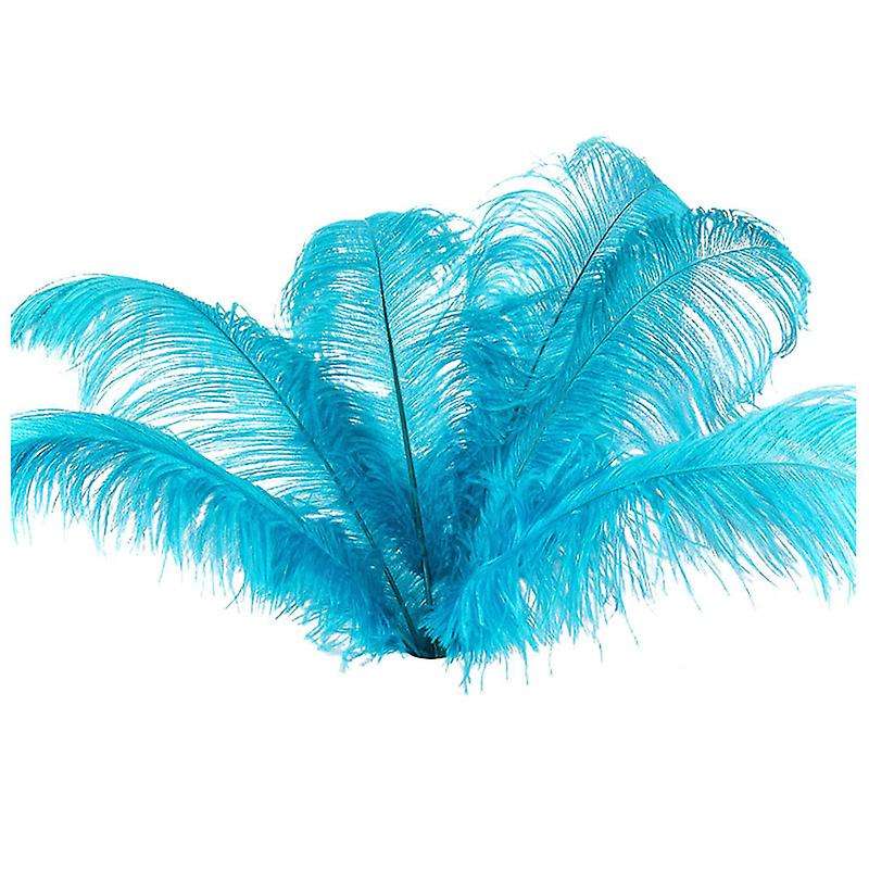 10 Pcs Ostrich Feathers Wedding Party Decoration Lake Blue 20-25cm