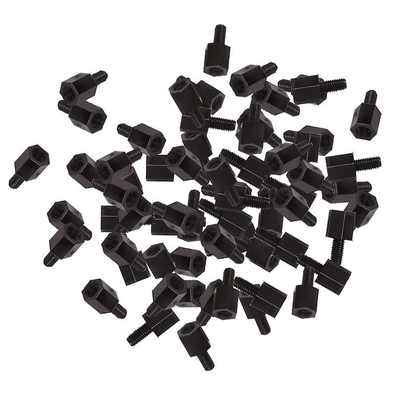 100x Motherboard Hex Standoff Threaded Spacer M3 Thread 6+6mm Black
